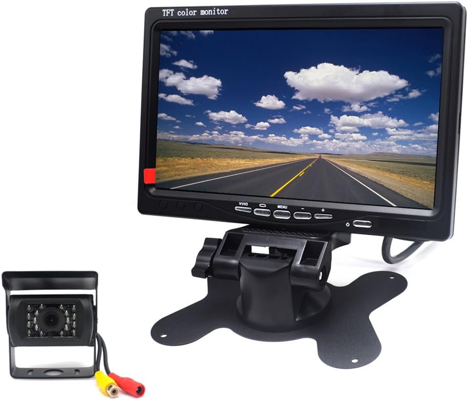 12V 24V Vehicle Backup Camera System Rear View Camera with 7 Monitor and 34 ft AV Cables Y7539