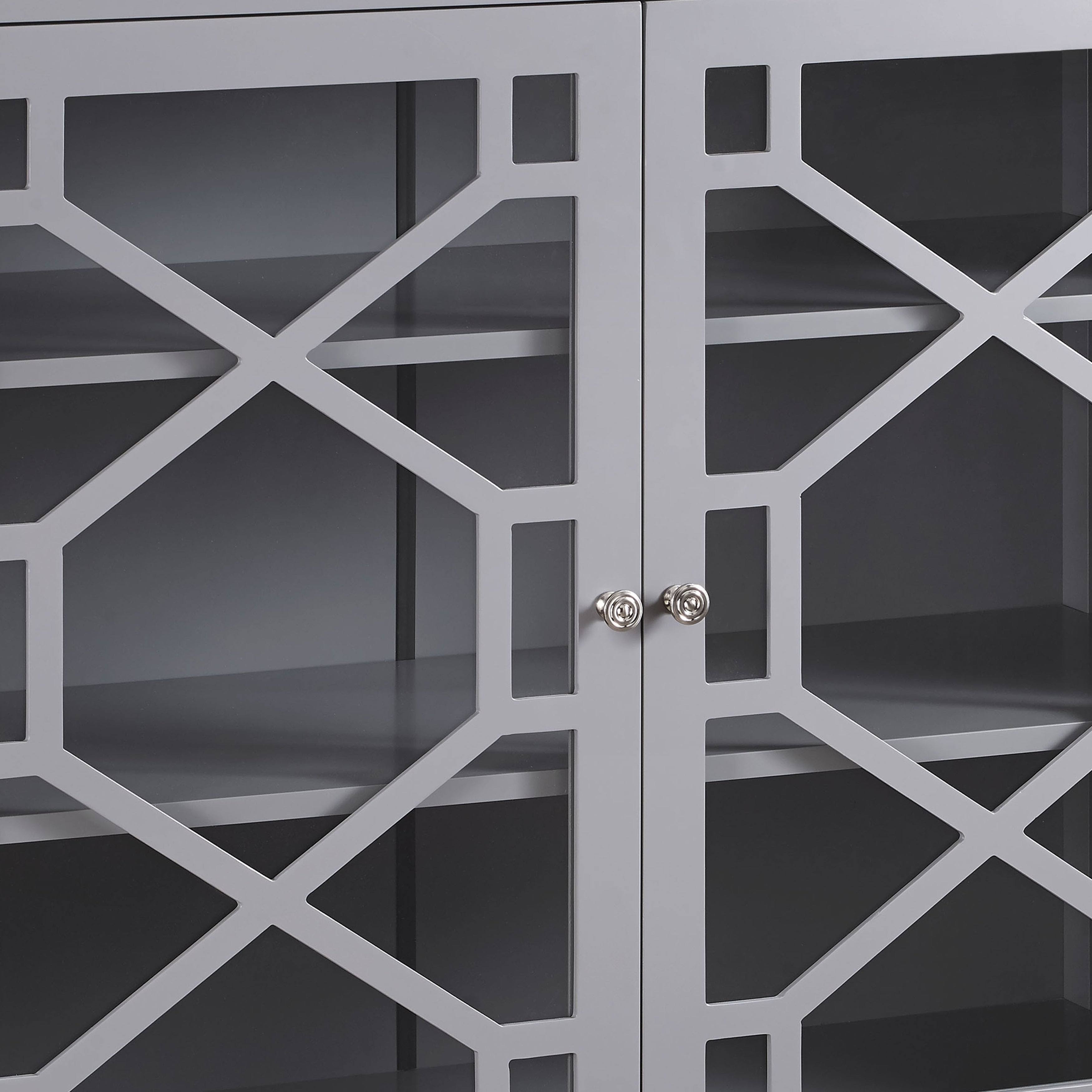 Gray Two Door Wooden Cabinet with Three Storage Compartments Q903864
