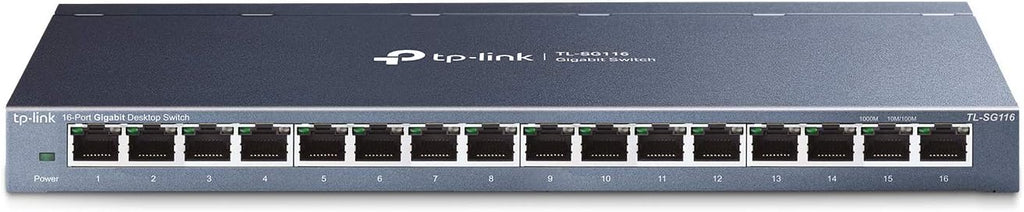 16 Port Gigabit Ethernet Network Switch, Fanless Metal, Pack of 2 D2259