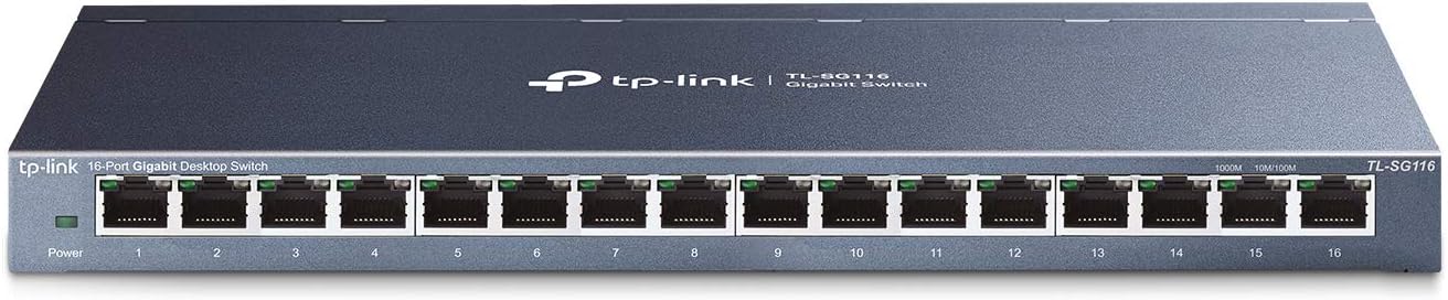 16 Port Gigabit Ethernet Network Switch, Fanless Metal, Pack of 2 D2259
