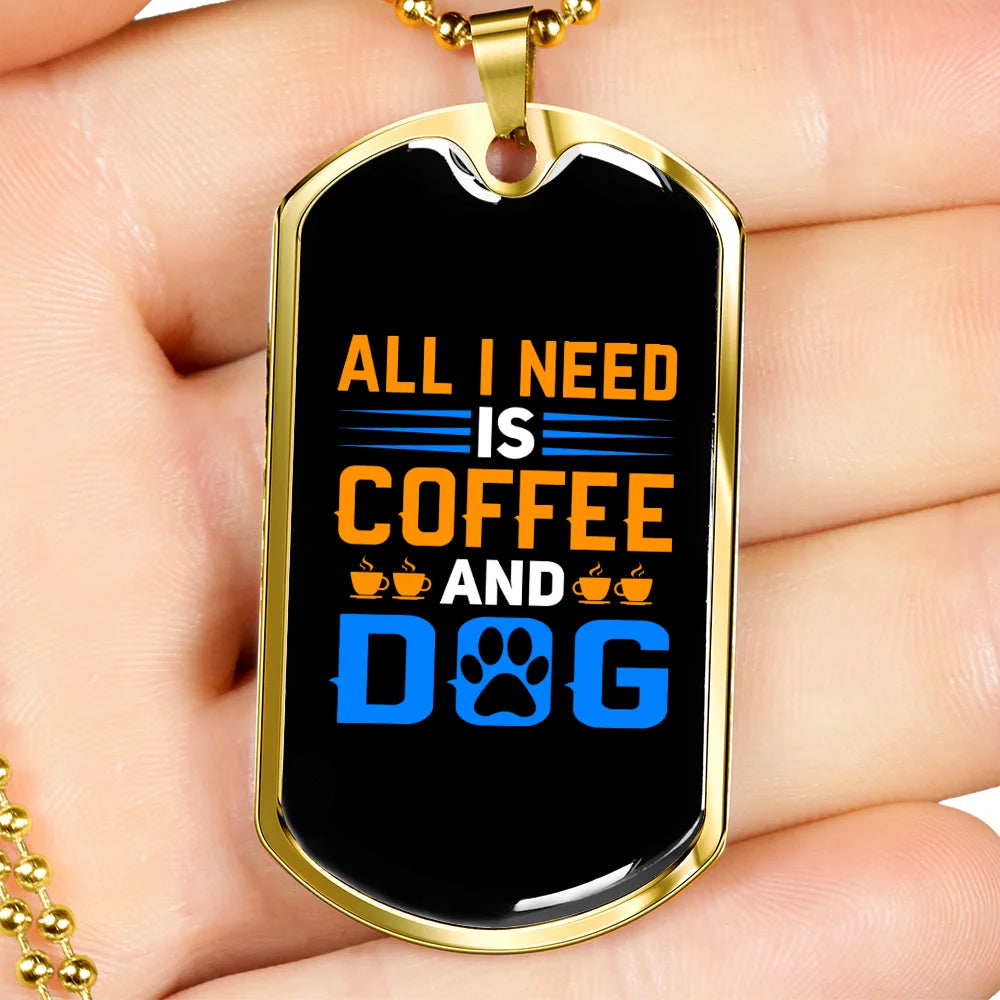 Stainless Steel or 18k Gold Dog Tag Necklace with 24" Chain O3950