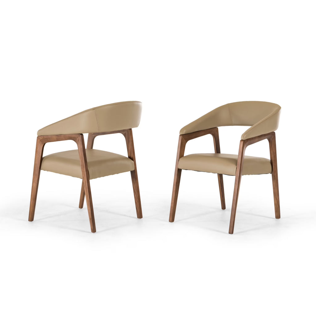 Taupe Leatherette and Walnut Wood Dining Chair Y62078