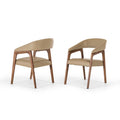 Taupe Leatherette and Walnut Wood Dining Chair Y62078