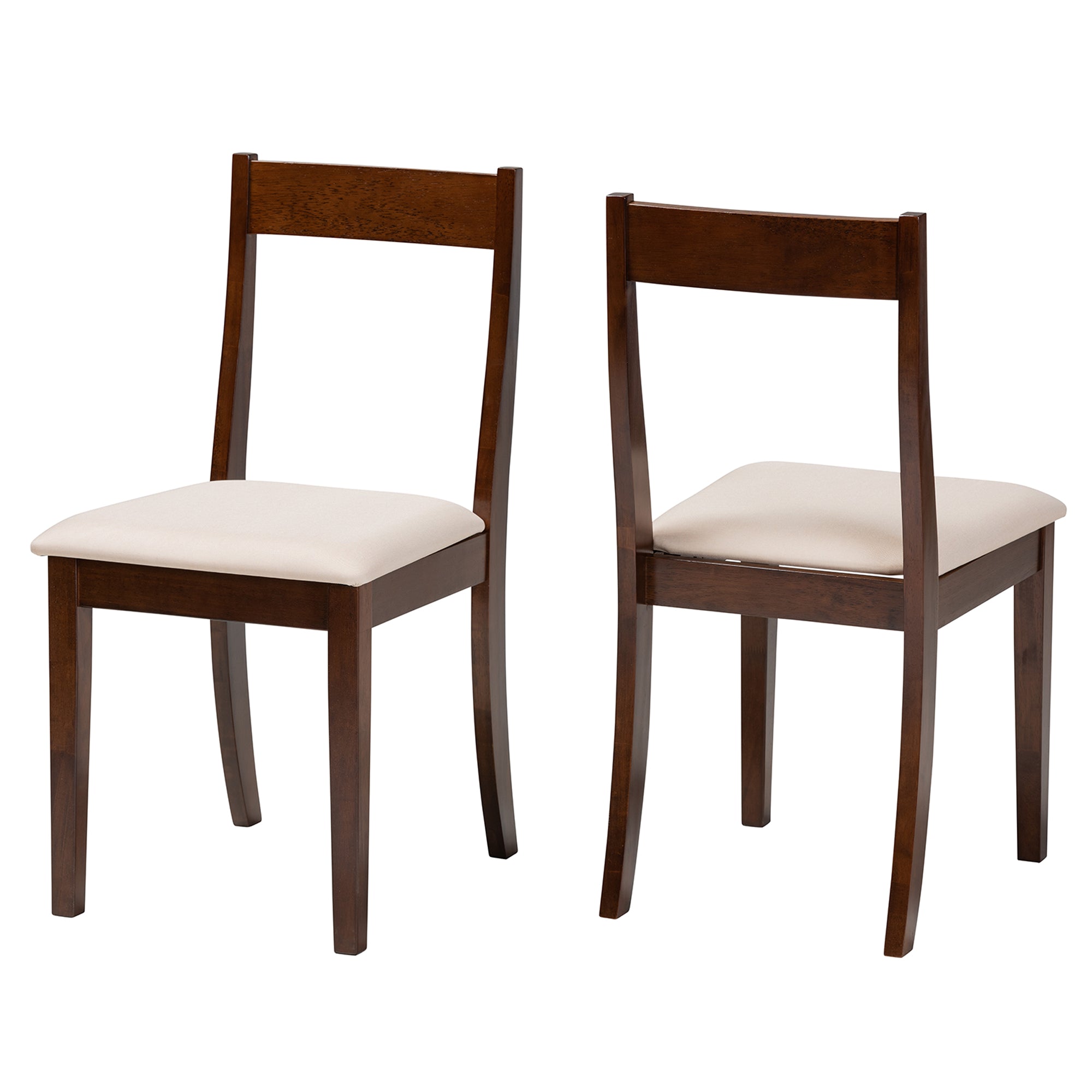 Cream Fabric and Dark Brown Finished Wood 2-Piece Dining Chair Set X87145