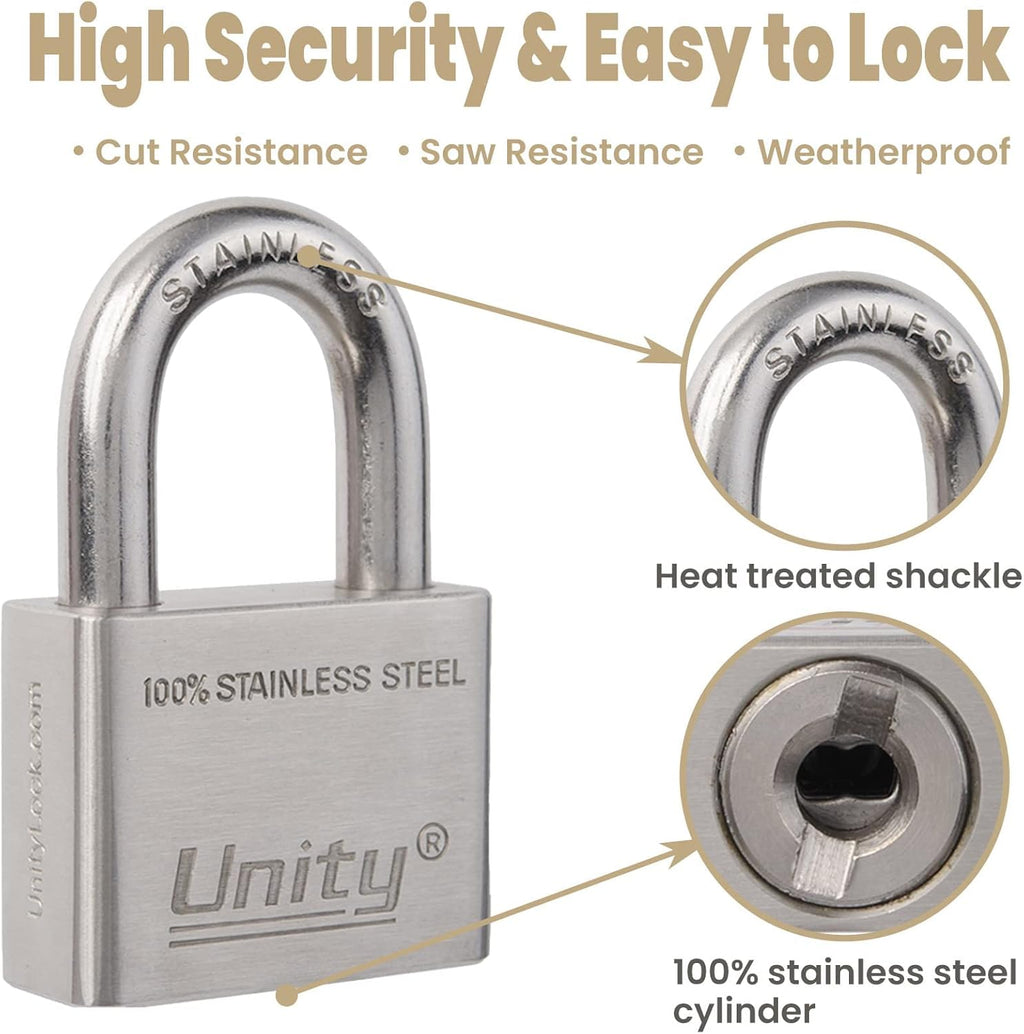 100% Stainless Steel Keyed Alike Marine Lock, Pack of 2 (50mm) J903303