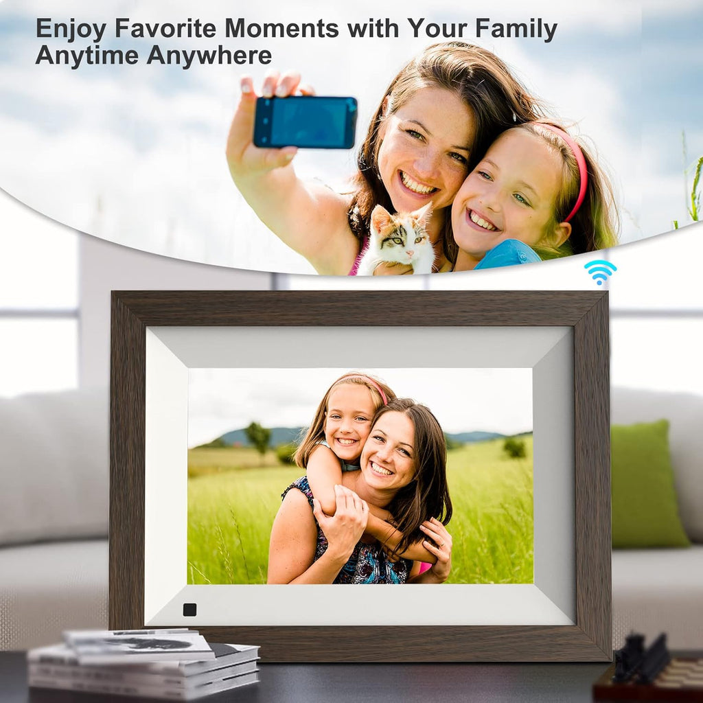 8-inch WiFi Digital Picture Frame Wood 16GB Wall Mountable F945
