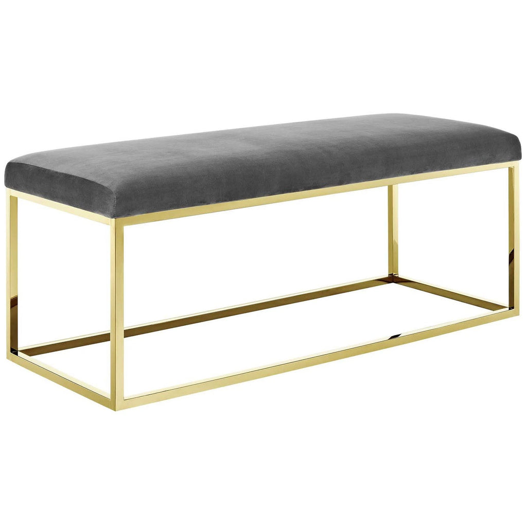 Gold Gray Fabric Bench M87423