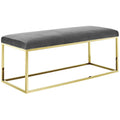 Gold Gray Fabric Bench M87423