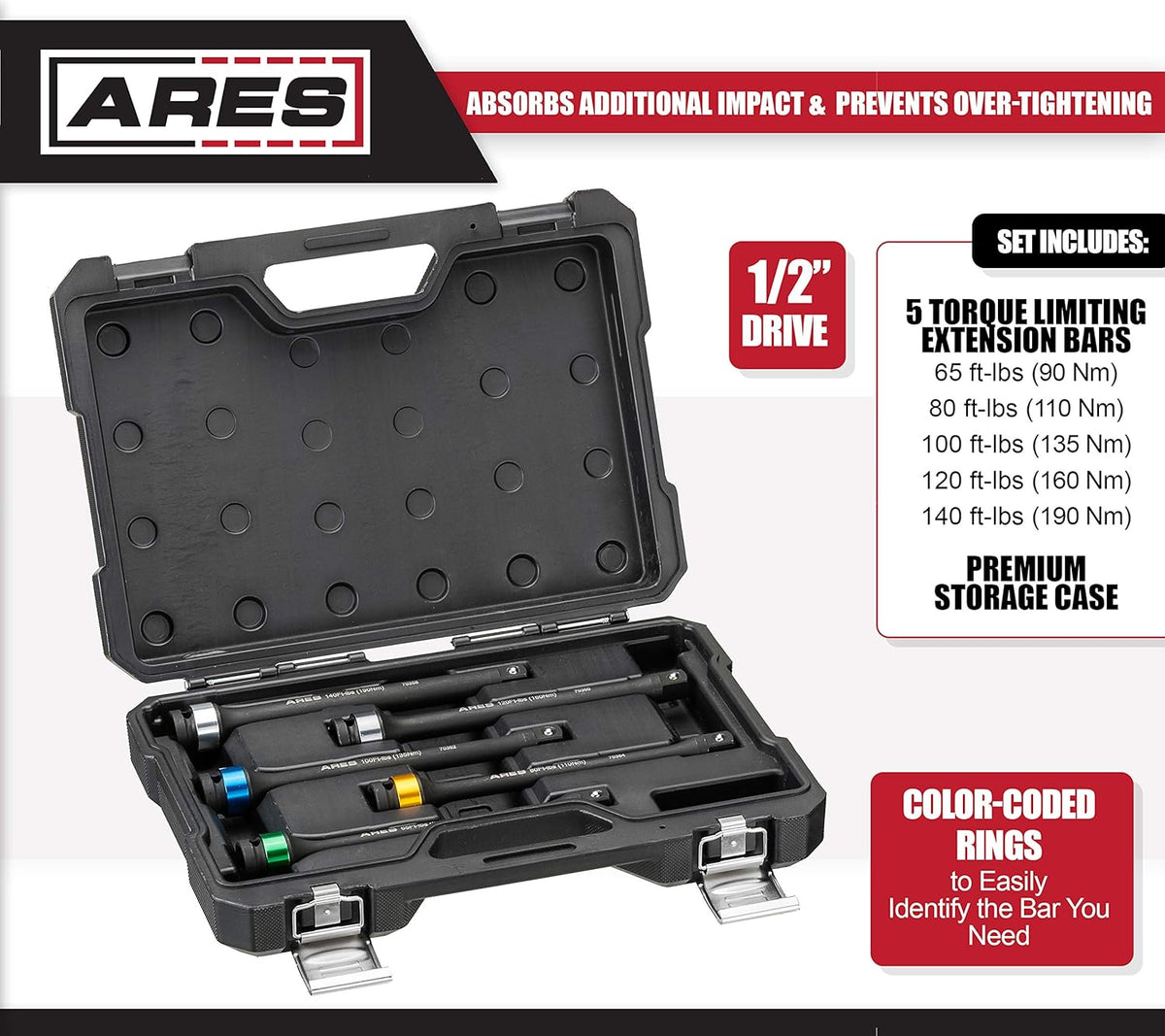 Chrome Moly 1/2-Inch Drive 8-Inch Long Impact Grade Extension Bar Set, Pack of 2 I8220