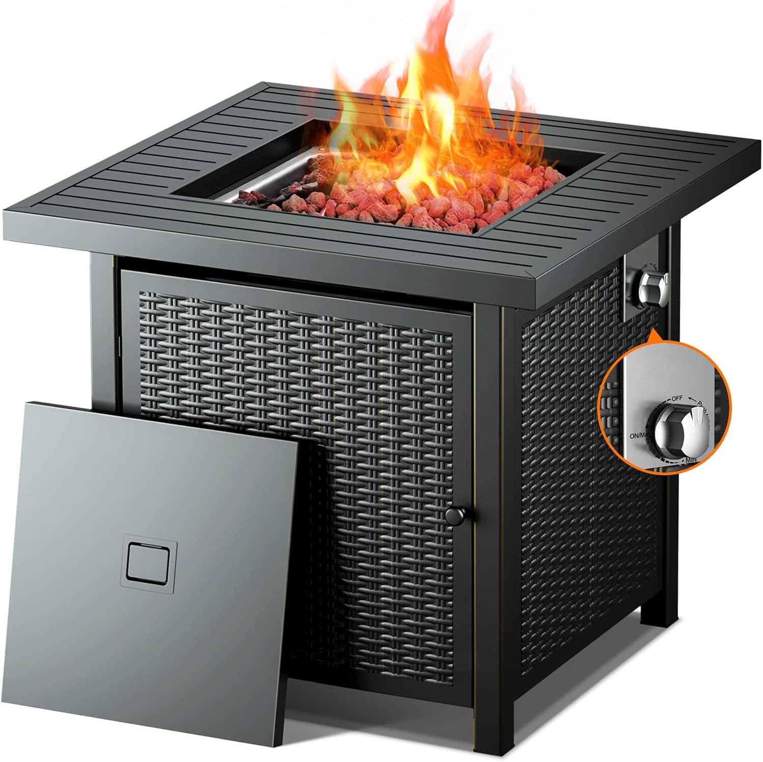 28 Inch 50,000 BTU Propane Gas Fire Pit Table with Lid F796729