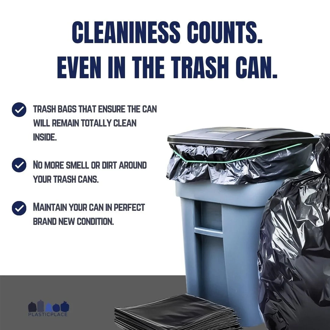 65 Gallon Black Heavy Duty Trash Bags, 50 Count V99467