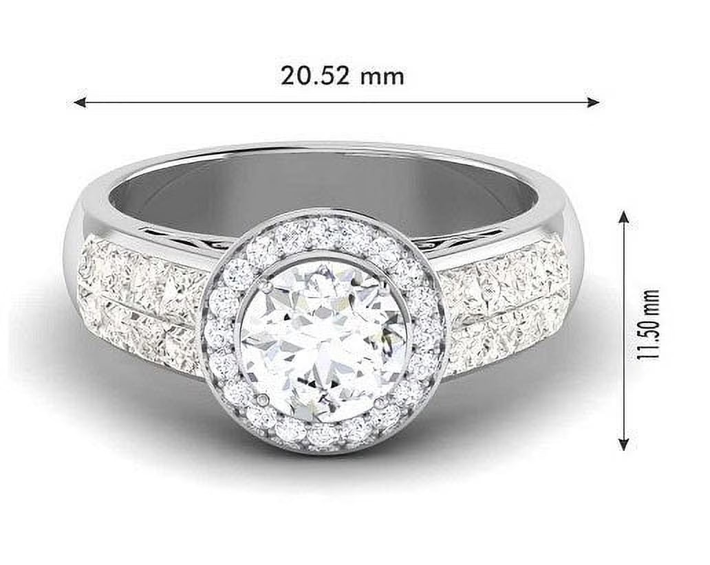 3.00 Ct Round Moissanite Solitaire Ring, 925 Silver, 14k White Gold Plated O135