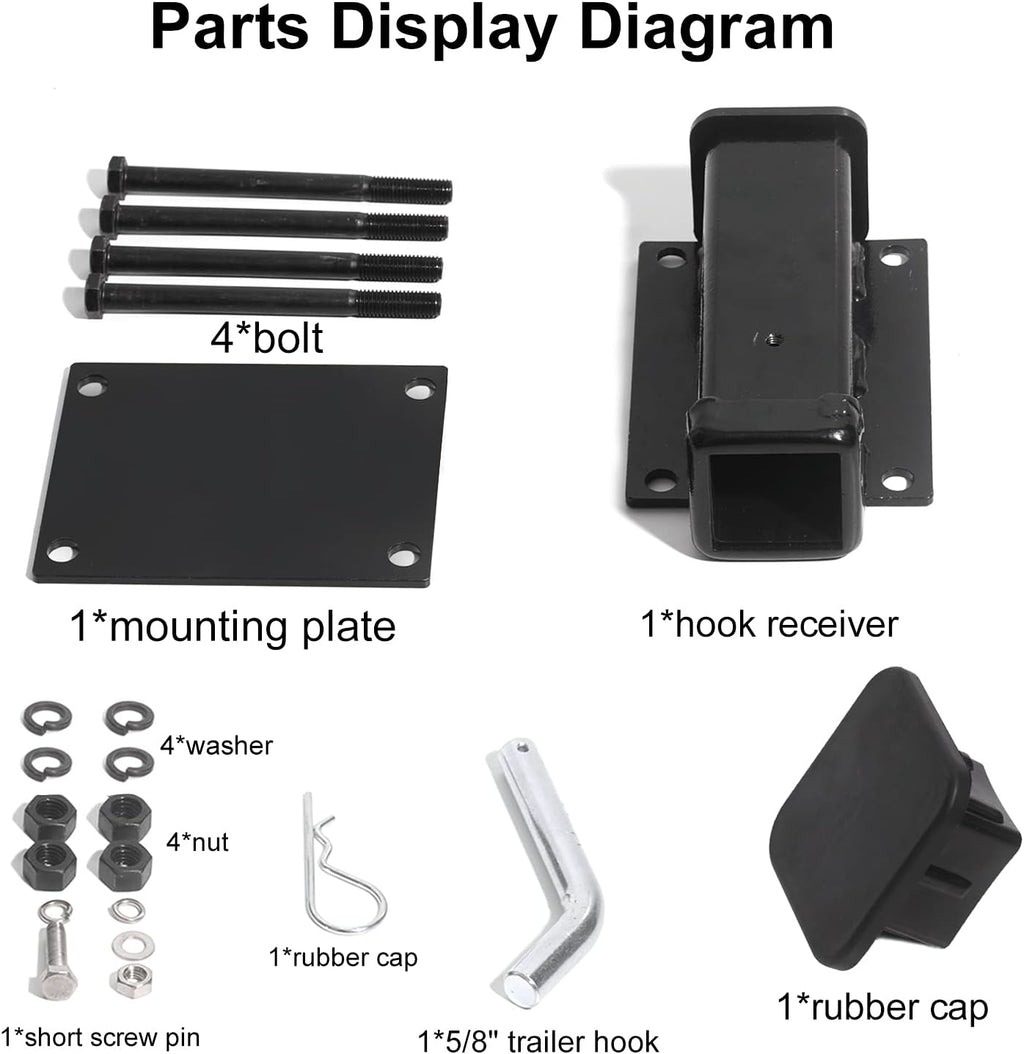 Bolt-on Bike Rack Carrier Hitch Receiver Adapter with Hitch Pin & Hitch Cover for 4-4.5 Beam, 2 Receiver Opening E805
