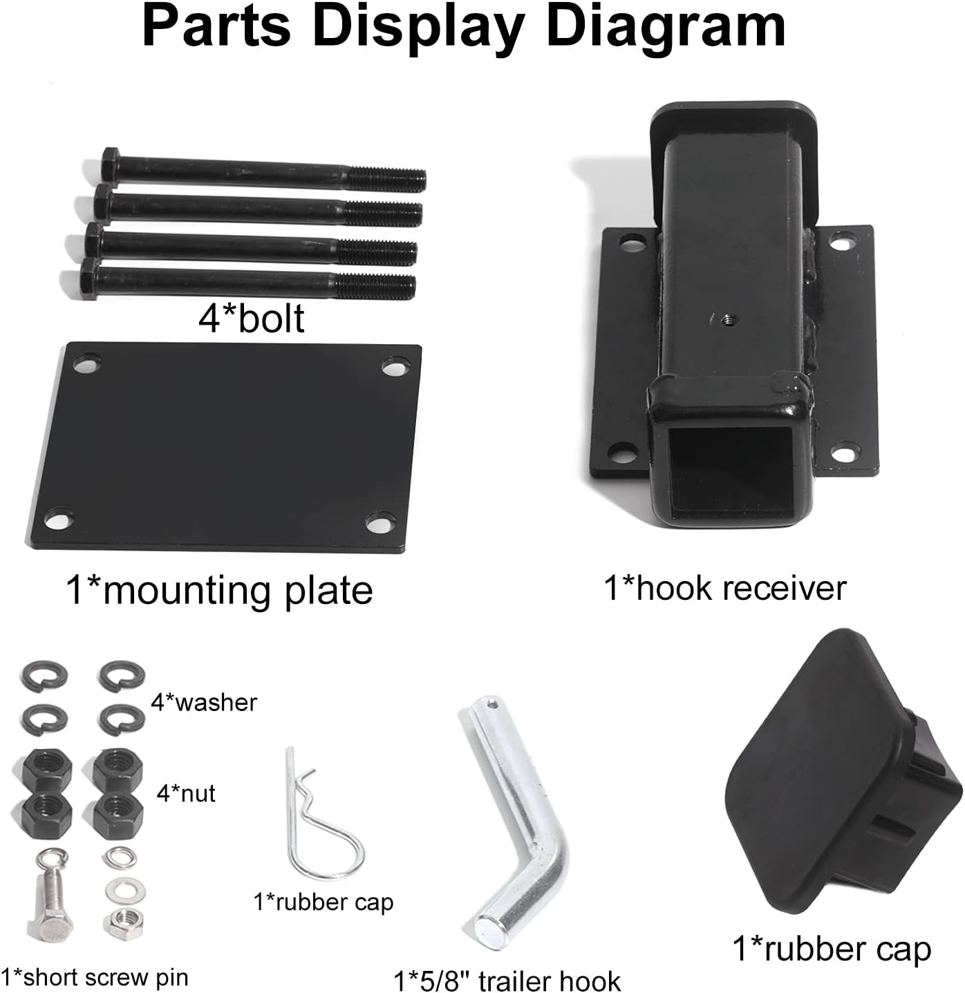 Bolt-on Bike Rack Carrier Hitch Receiver Adapter with Hitch Pin & Hitch Cover for 4-4.5 Beam, 2 Receiver Opening E805