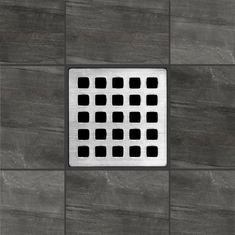 Brushed Nickel Square Shower Drain Kit with Stainless Steel Grate S991581