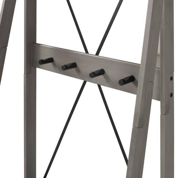 Grey Solid Wood Hall Tree with Shelf and 8 Hooks X55398