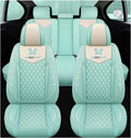 Light Green Leather Car Seat Covers 5 Seats Full Set S23264