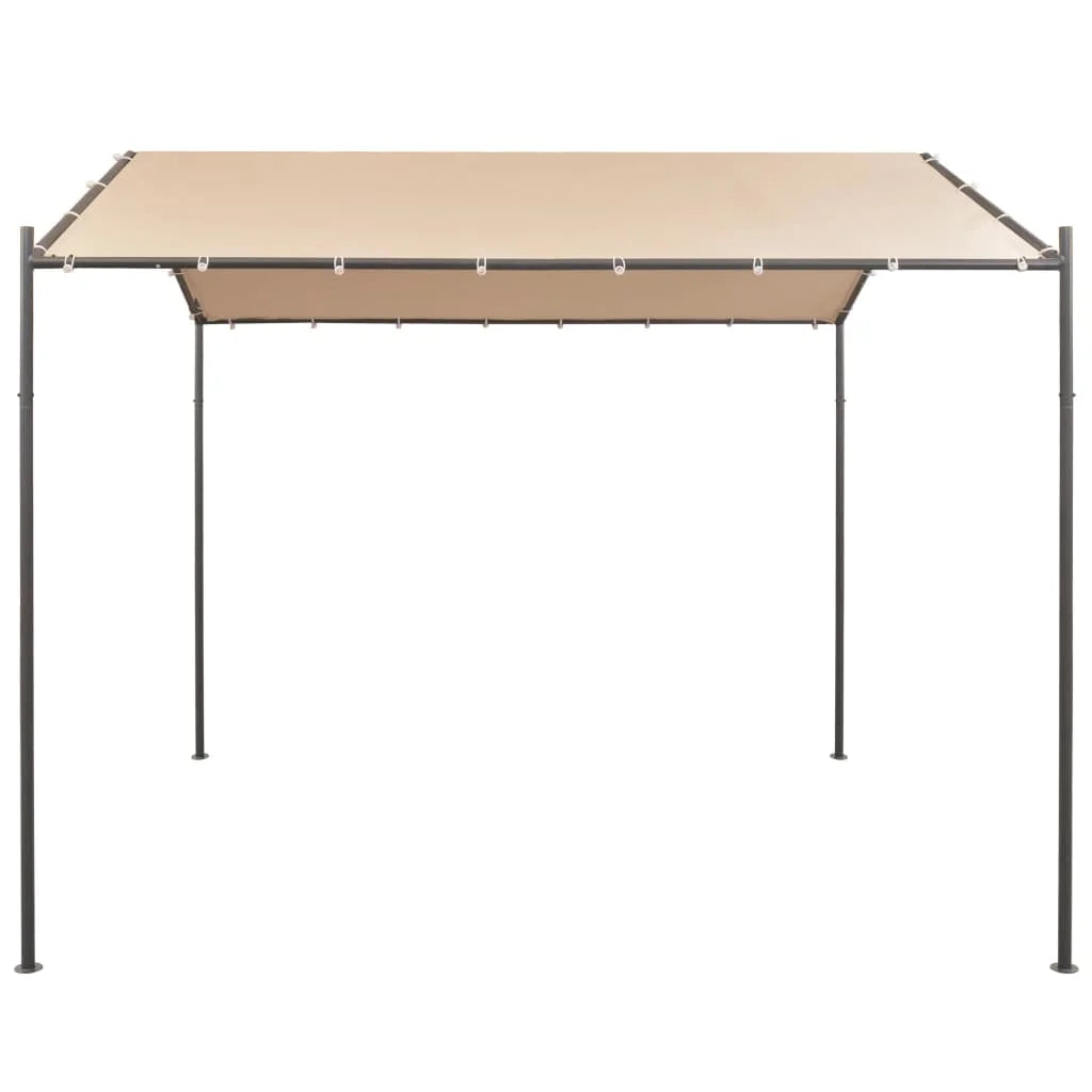 Beige Steel Gazebo Pavilion Tent Canopy F86598