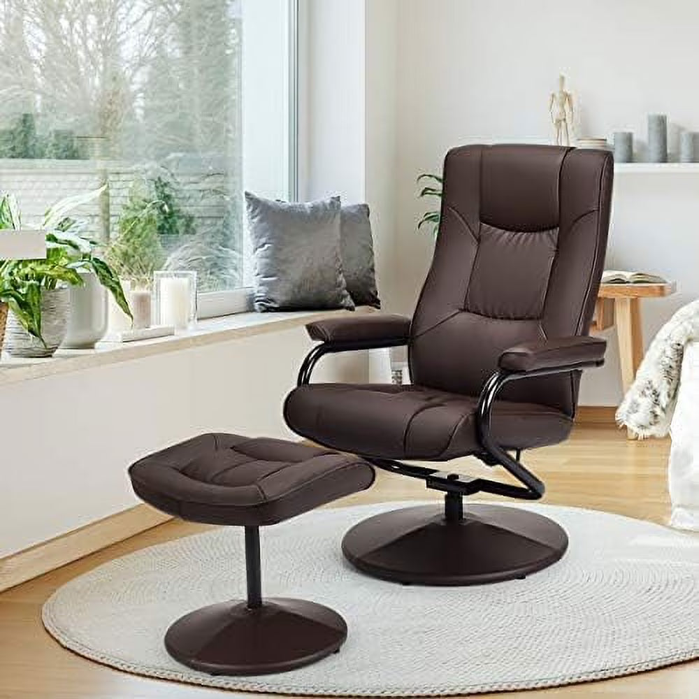 Gray PU Leather Recliner Chair with Ottoman S525