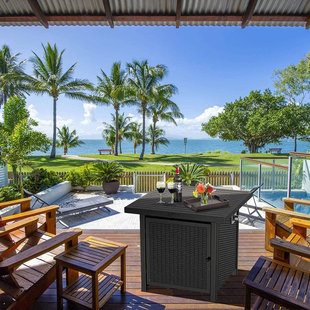 28 Inch 50,000 BTU Propane Gas Fire Pit Table with Lid F796729
