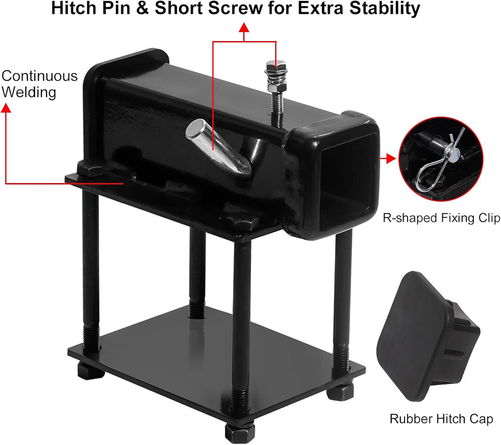 Bolt-on Bike Rack Carrier Hitch Receiver Adapter with Hitch Pin & Hitch Cover for 4-4.5 Beam, 2 Receiver Opening E805