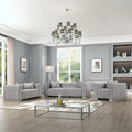 Light Gray Velvet 3 PC Sofa Loveseat Chair Set K410