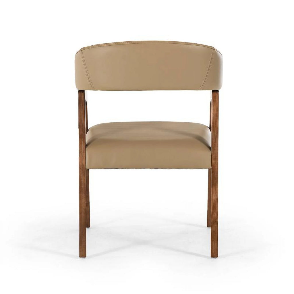 Taupe Leatherette and Walnut Wood Dining Chair Y62078
