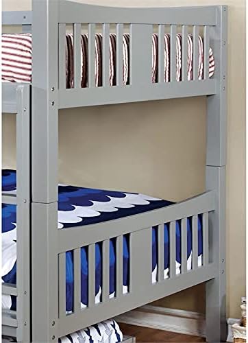 Twin Over Twin Wood Bunk Bed in Gray G578
