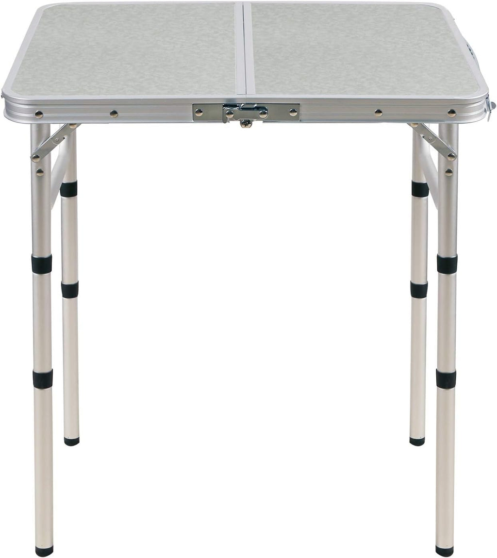 White 3 Foot Aluminum Folding Camping Table with Adjustable Legs X52535
