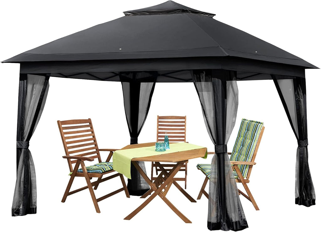 11x11 Grey Outdoor Pop up Gazebo with Mosquito Netting X892852