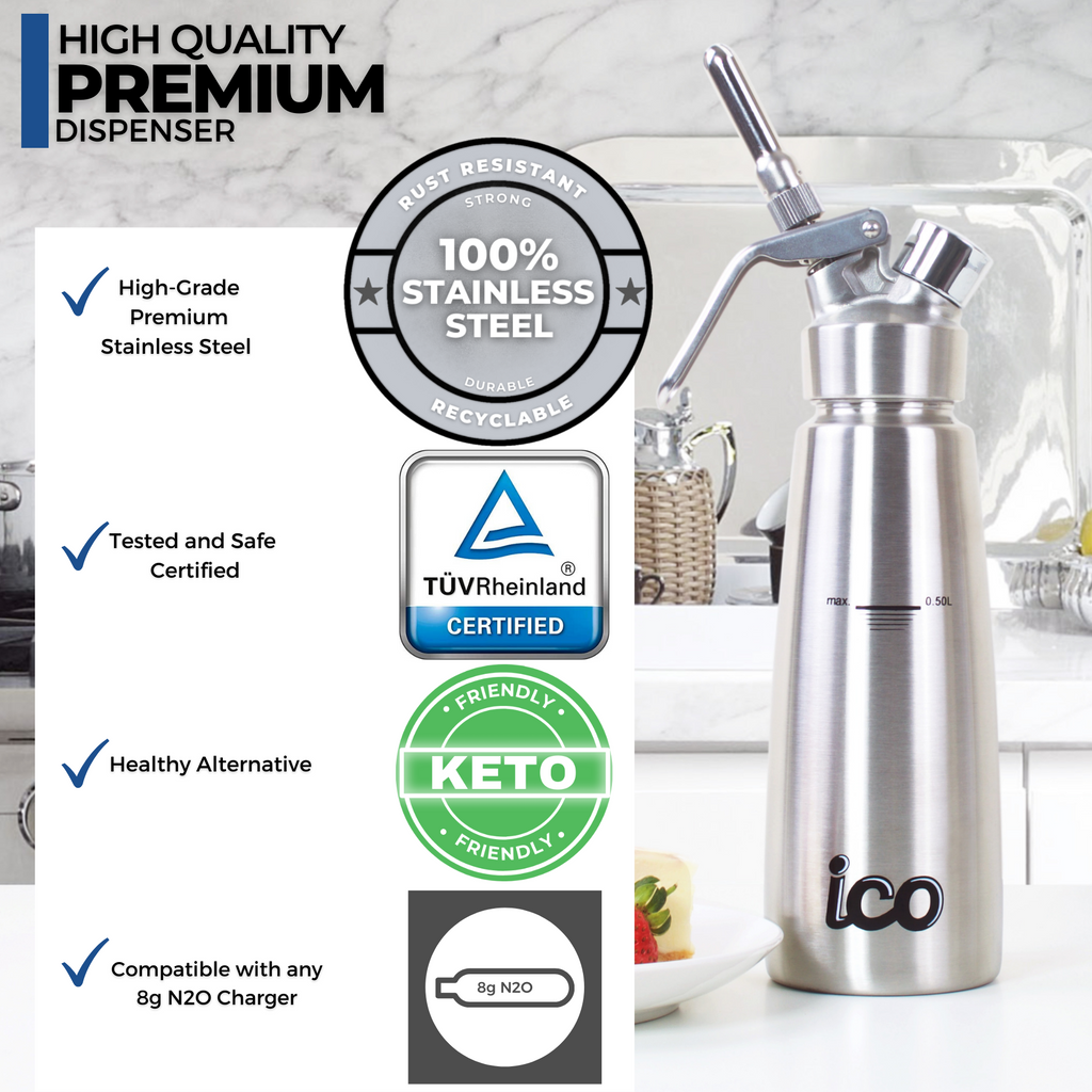Stainless Steel Whipped Cream Dispenser, 1 Pint H5849