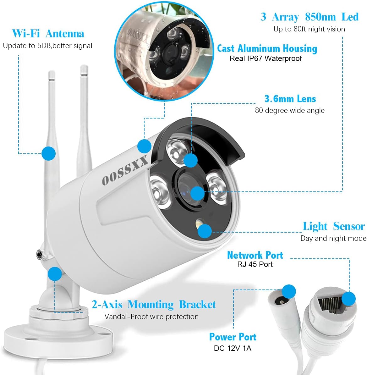 2K 3.0MP Wireless Security Camera System, 8 Channel NVR with 6TB HDD Y5577