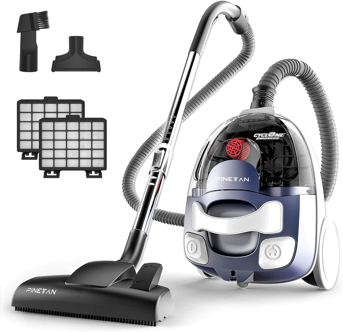 Ocean Blue Bagless Canister Vacuum Cleaner with Double HEPA Filtration V16344