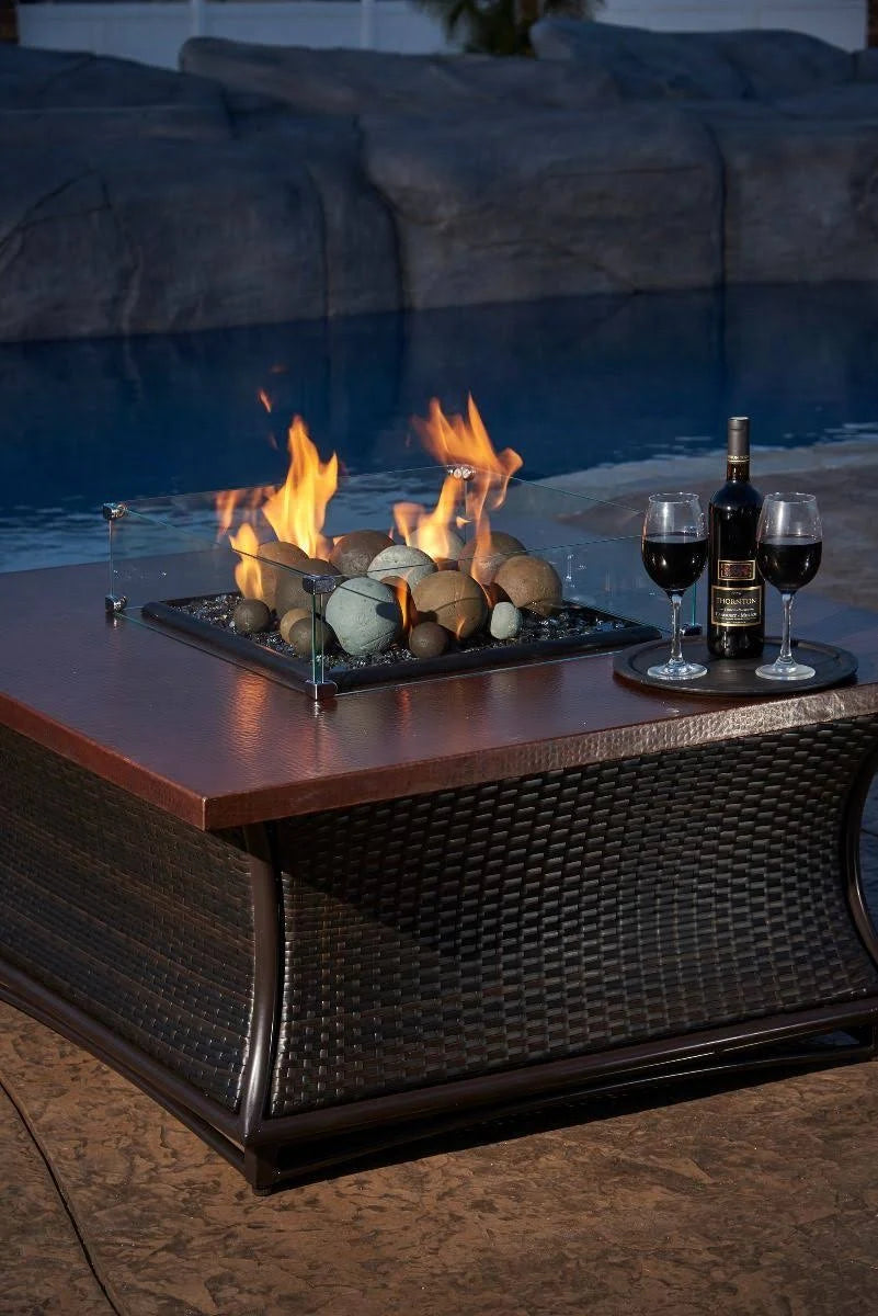 Rectangular Fire Pit Glass Wind Guard, 41x17 inch F3832