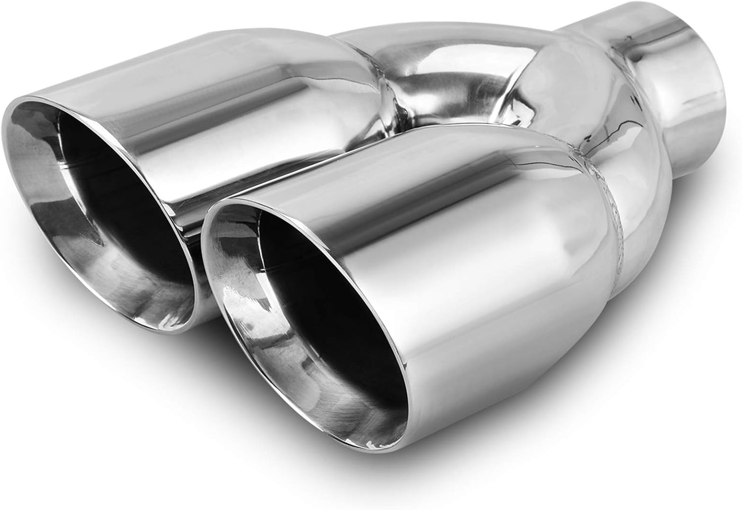 Dual Exhaust Tip 2.5 Inch Inlet 3.5 Inch Outlet Chrome Polished Stainless Steel Weld-On Pack of 2 O151735