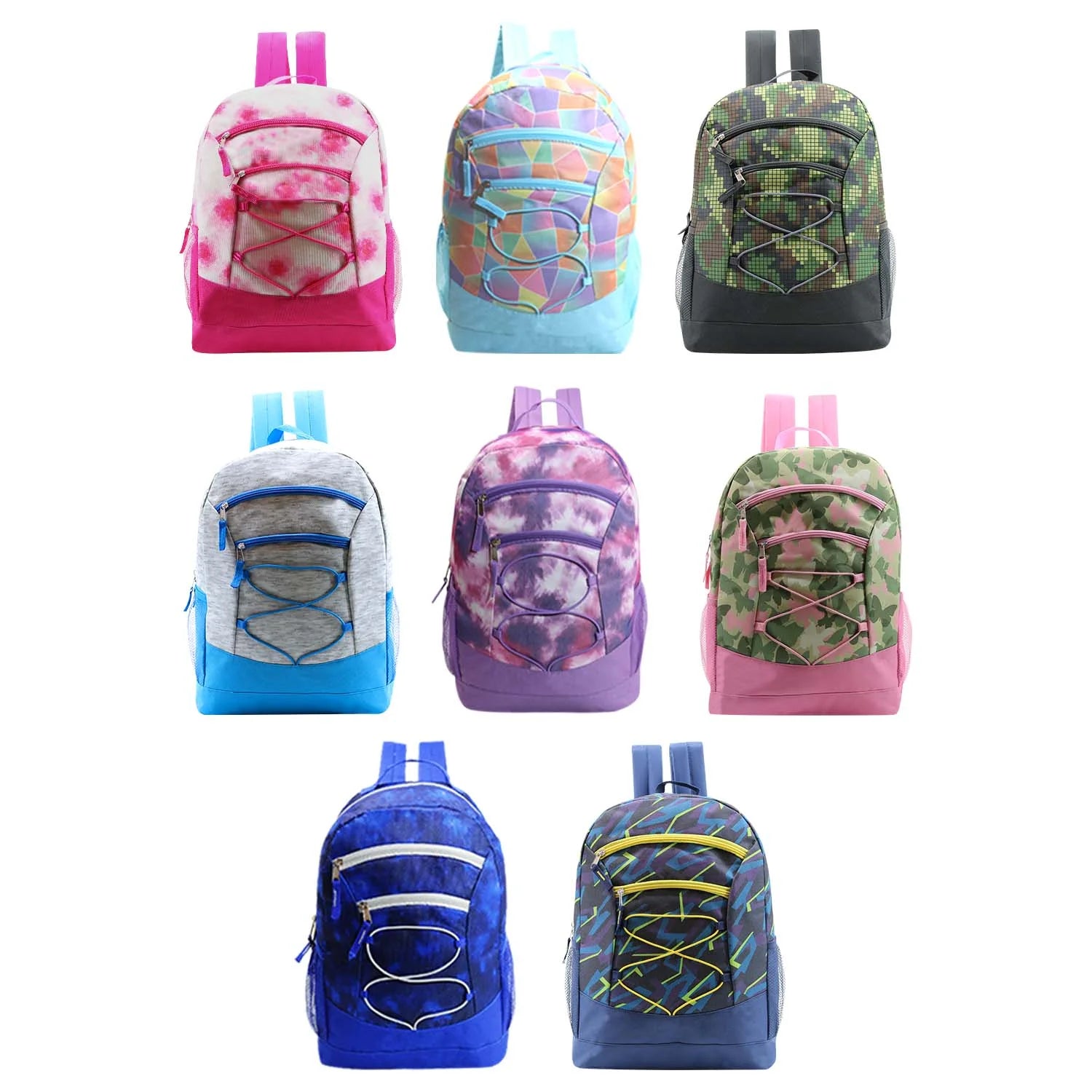 24 Pack 17 Inch Assorted Colors Bungee Backpacks L581355