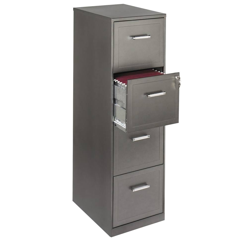 4 Drawer Vertical File Cabinet Metallic Charcoal Y861