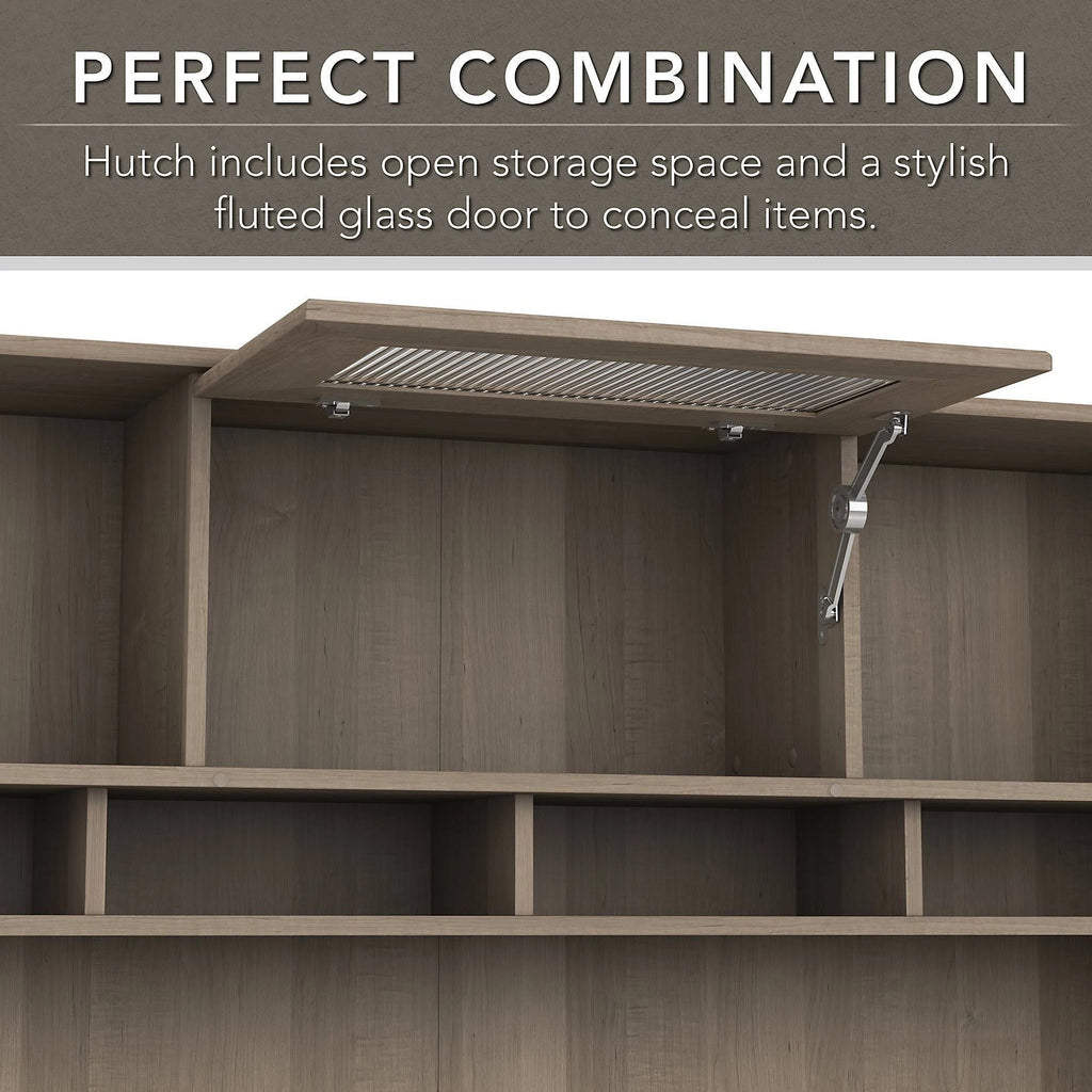 L-shaped Desk with 5-Shelf Bookcase and Hutch V906