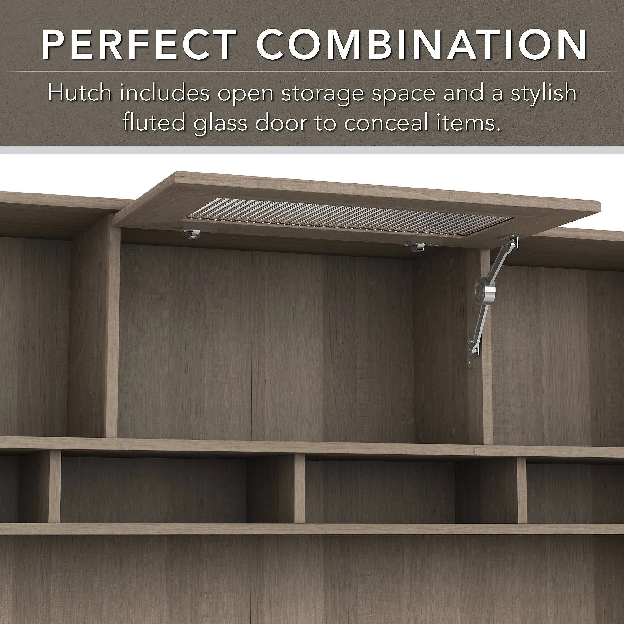 L-shaped Desk with 5-Shelf Bookcase and Hutch V906