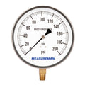 304 Stainless Steel Case Pressure Gauge, 0-200Psi, 4-1/2 Dial Size, 1/4 NPT Lower Mount U437035