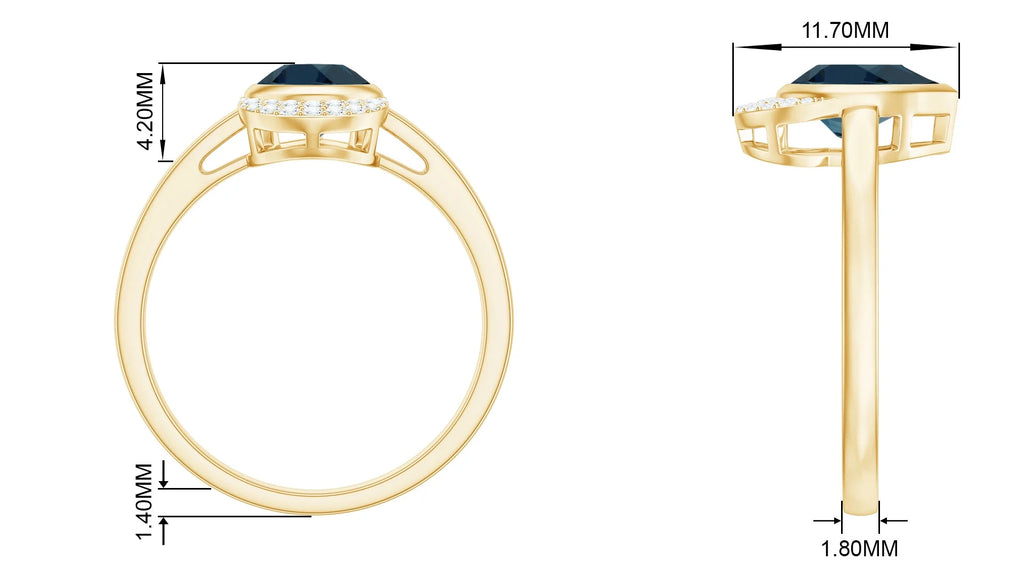 14K Yellow Gold Teardrop Ring with Diamond Y737