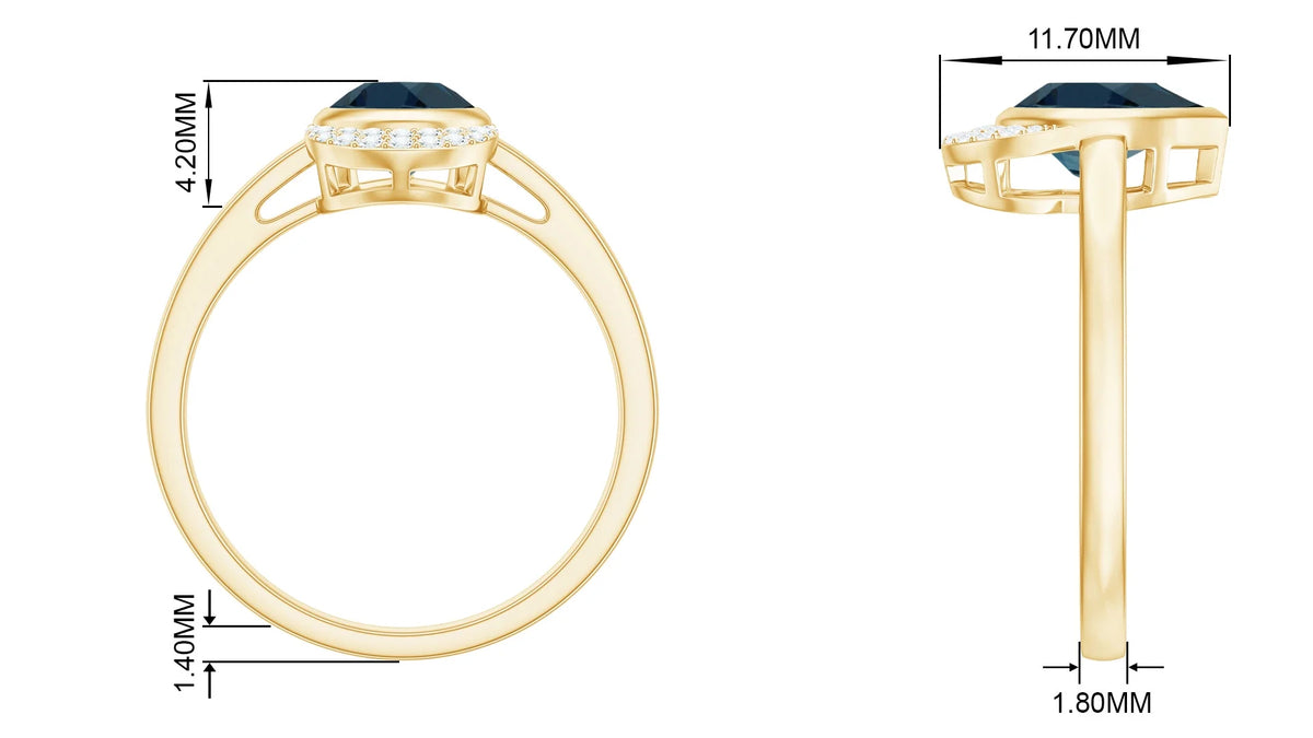 14K Yellow Gold Teardrop Ring with Diamond Y737