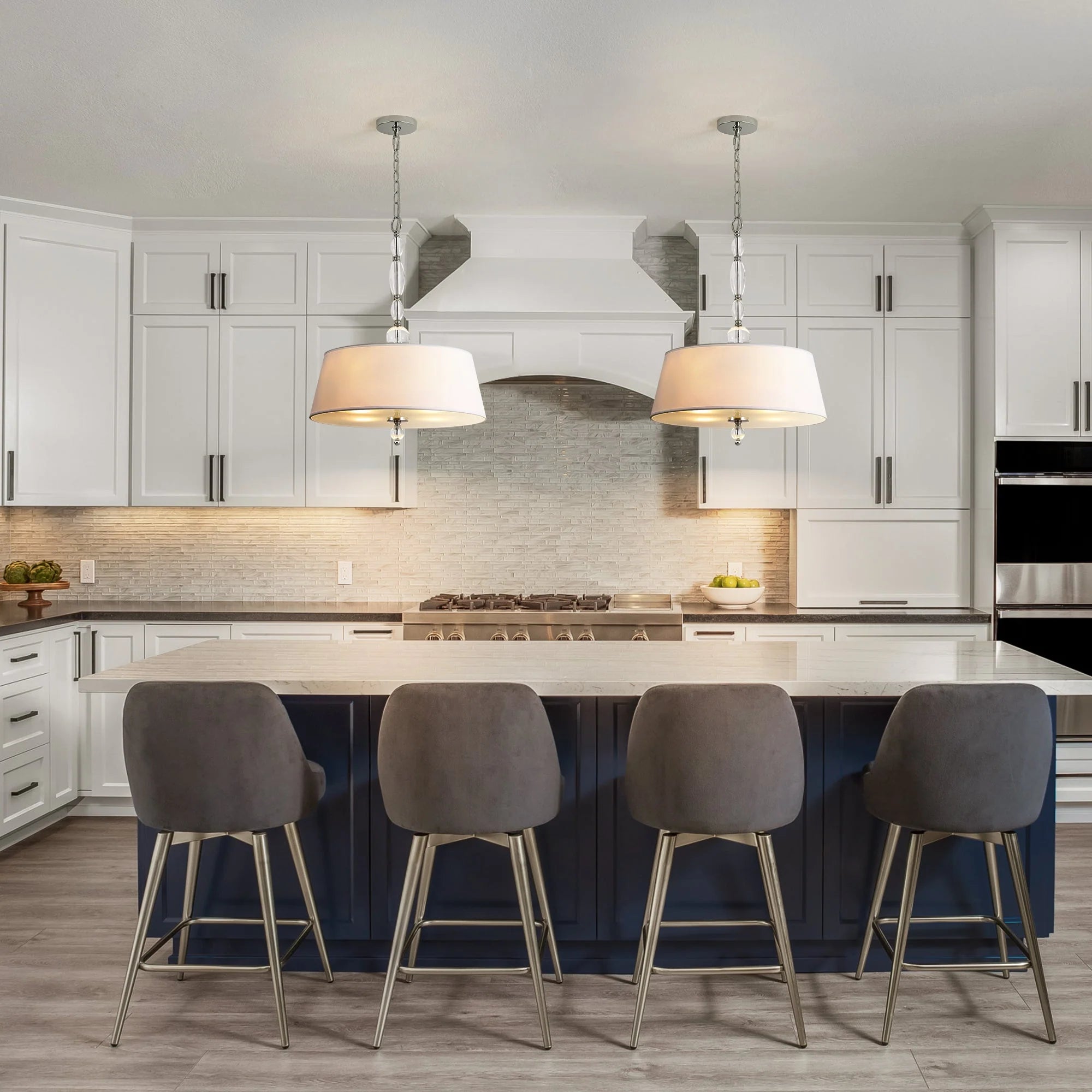 4-Light Dimmable Fabric Chandelier Y693
