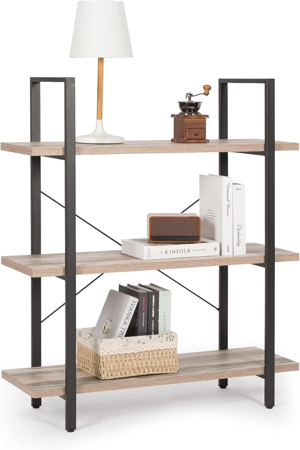 Industrial 2-Tier Wood and Metal Bookcase L545064