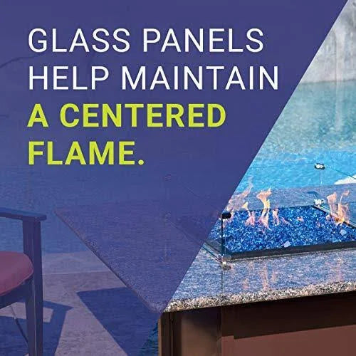 Rectangular Fire Pit Glass Wind Guard, 41x17 inch F3832