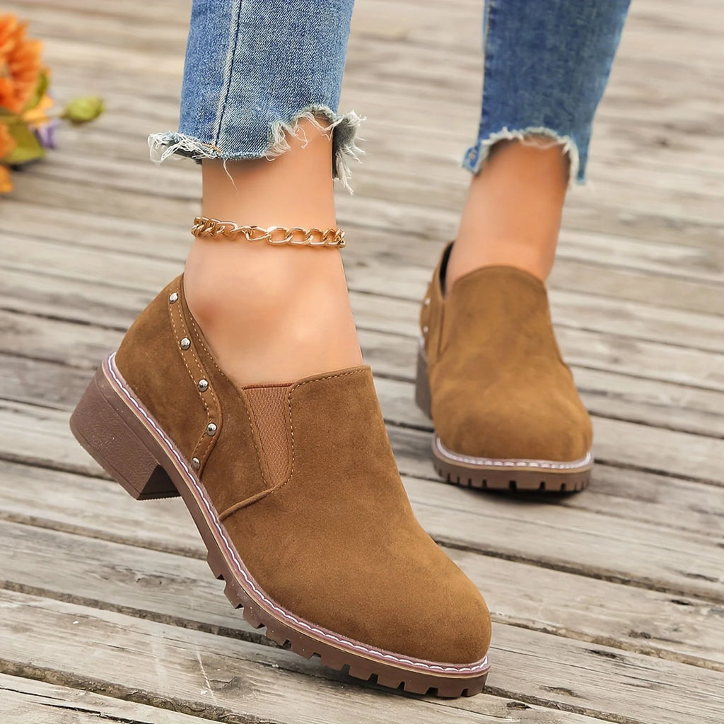 Brown Thick Heel Short Boots W66534