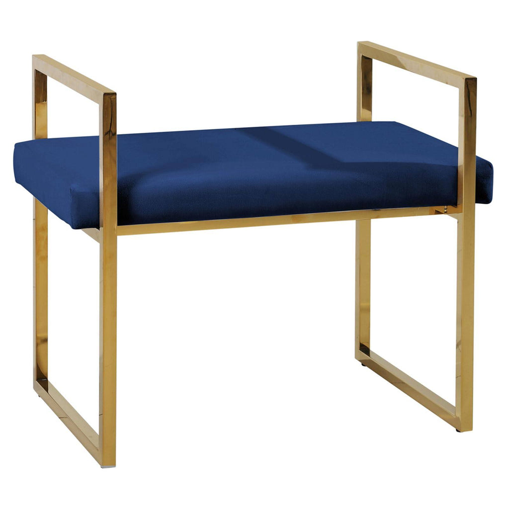Navy/Gold Velveteen Bench with Handles Y650