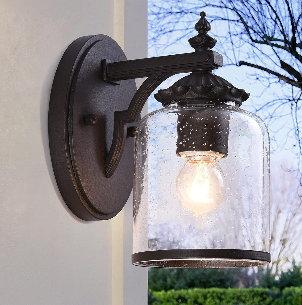 Farmhouse Exterior Lantern with Glass, Die Casting Aluminum 1-Light Wall Light C6451