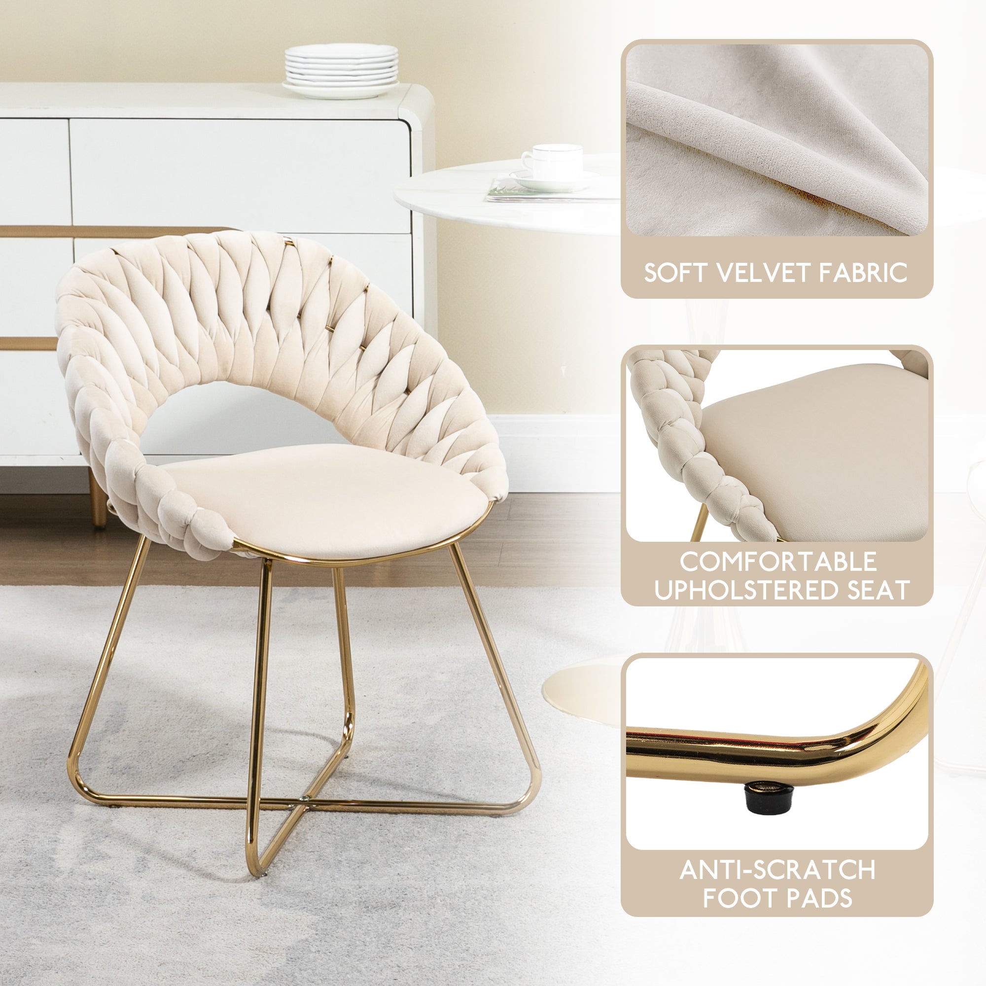 Velvet Accent Chairs Set of 2 with Gold Legs X41422