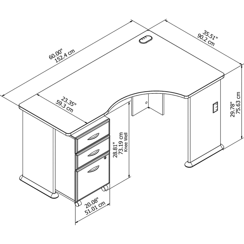 Right Corner Desk with Mobile File Cabinet Slate White Spectrum Q865